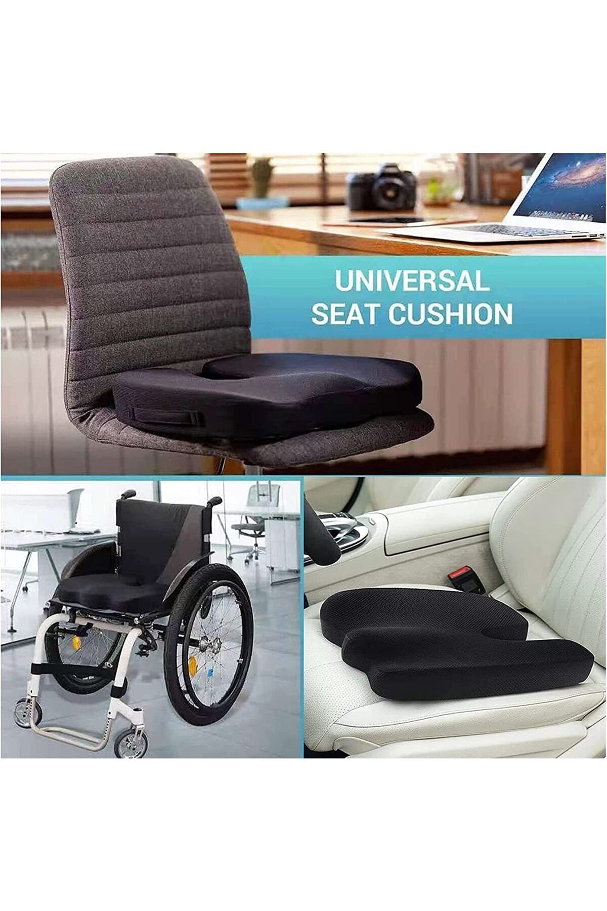 DYNMC Ergonomisch Zitkussen – Visco-elastisch Schuim, Voor Bureaustoel En Auto, Zittende Ring Voor Stuitje En Rug (zwart, 40x40 Cm)