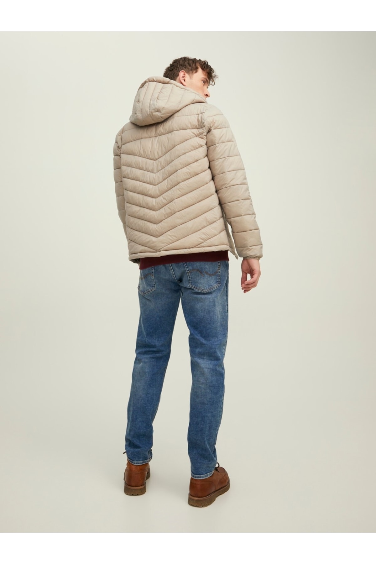 کاپشن مردانه بژ جک اند جونز | 23KW21000015 اورجینال - تصویر 3