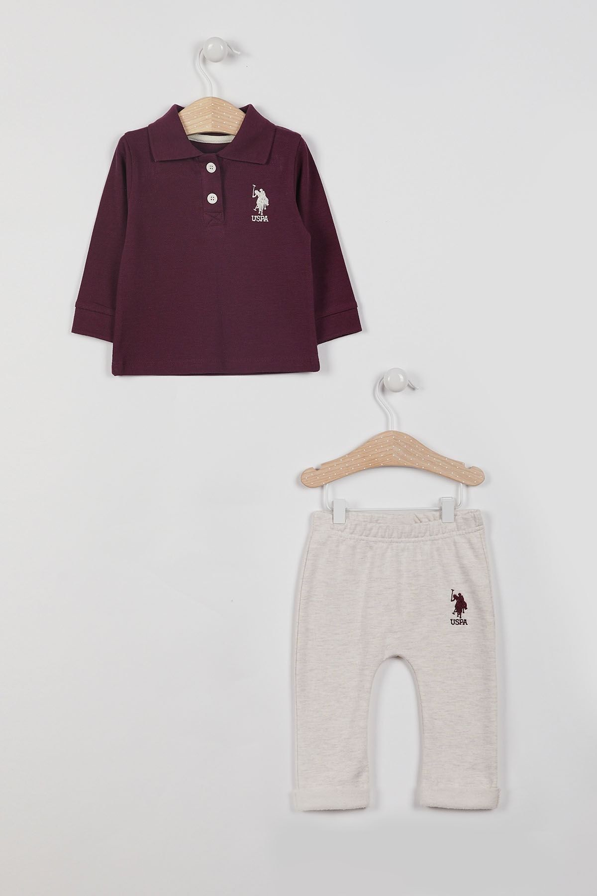 U.S. Polo Assn. پایه. ست سویشرت آستین بلند دخترانه قرمز رنگ کلارت با مجوز Polo Assn