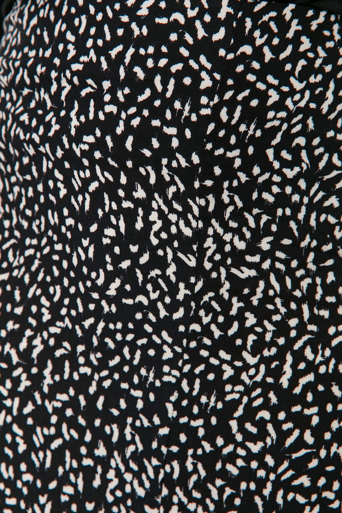 Trendyol Curve-Black-White Patterned Slit Viscose Woven Skirt TBBAW23AZ00032 2