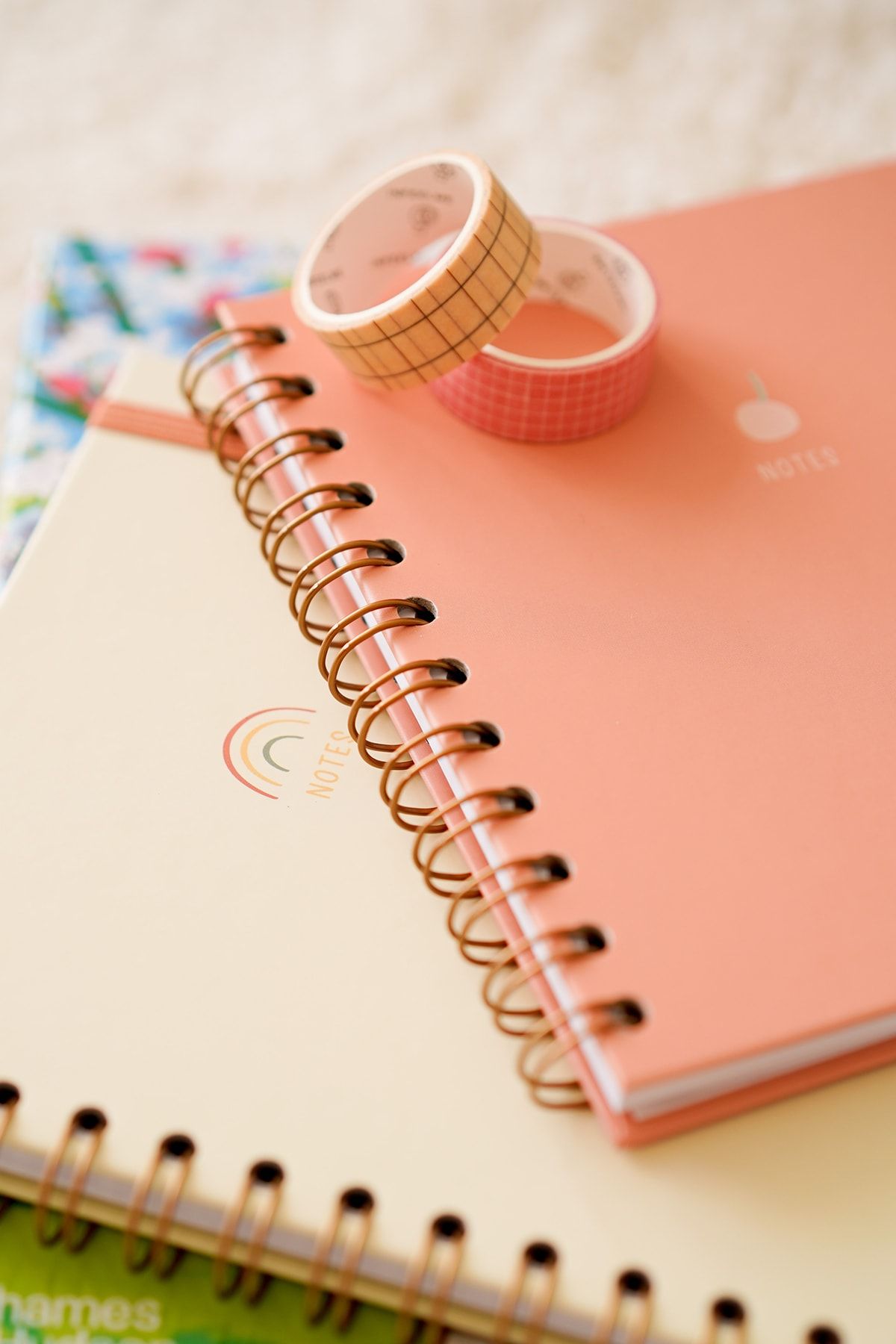 Matt Notebook-15x15 Cm Square Set of 2 Spiral Striped Undated Notepad Rainbow 3