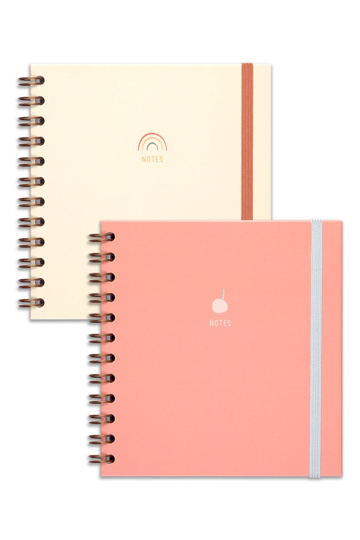 Matt Notebook-15x15 Cm Square Set of 2 Spiral Striped Undated Notepad Rainbow 6