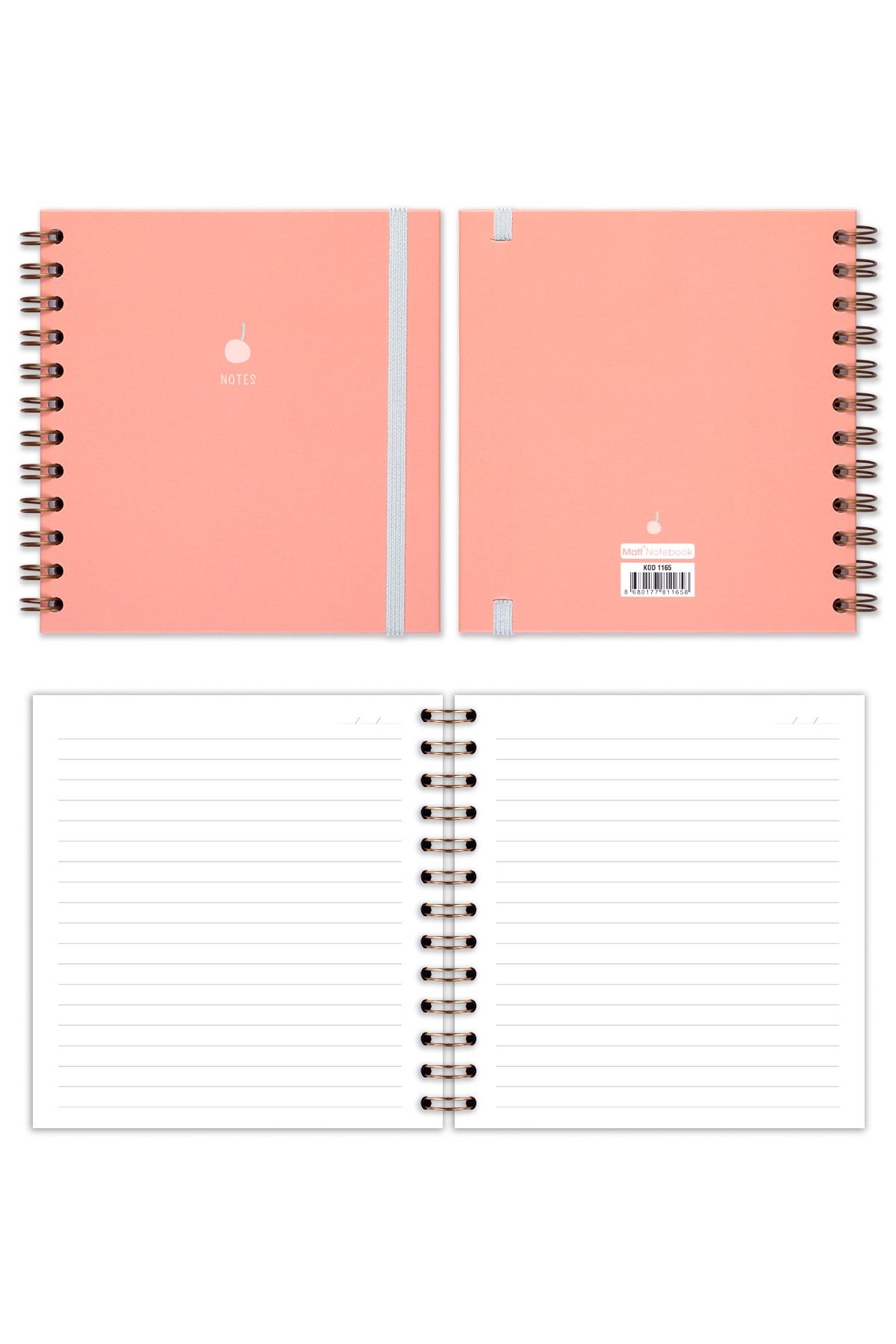 Matt Notebook-15x15 Cm Square Set of 2 Spiral Striped Undated Notepad Rainbow 7