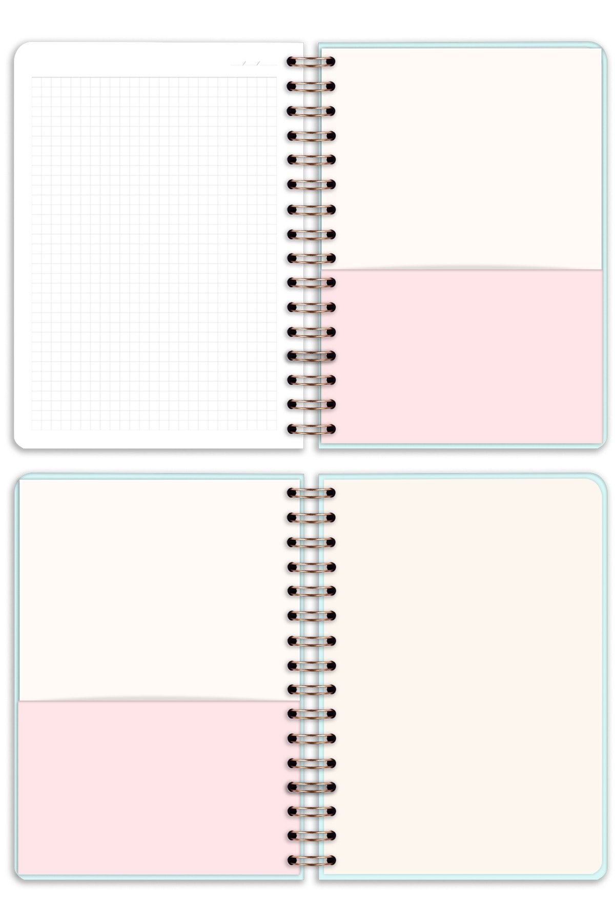 Matt Notebook-دفتر مقاس A5 مقاس 15 × 21 سم ذو مربعات مطاطية حلزونية غير مؤرخة باللون الأخضر 7
