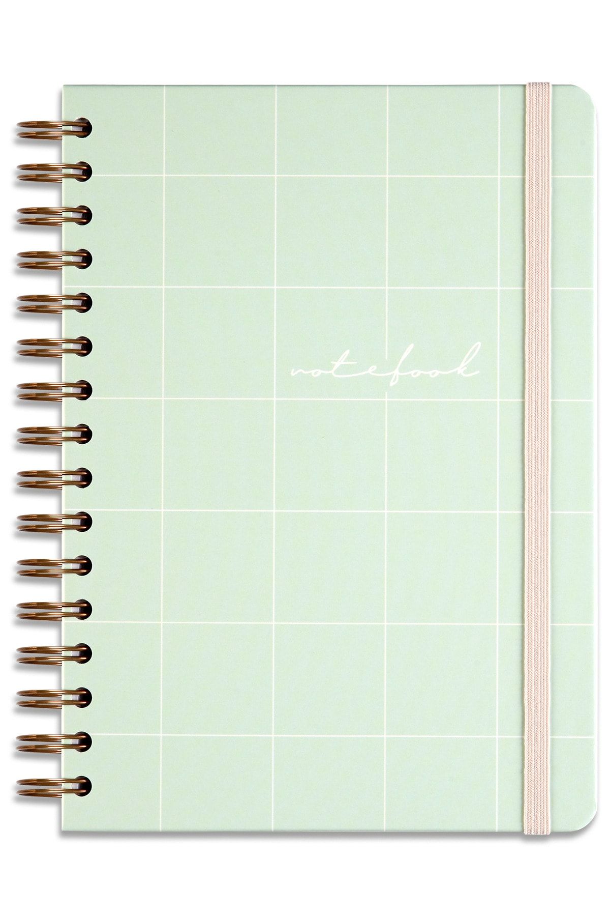 Matt Notebook-A5 15x21 Cm Spiral Elastic Lined Undated Notebook Green 4