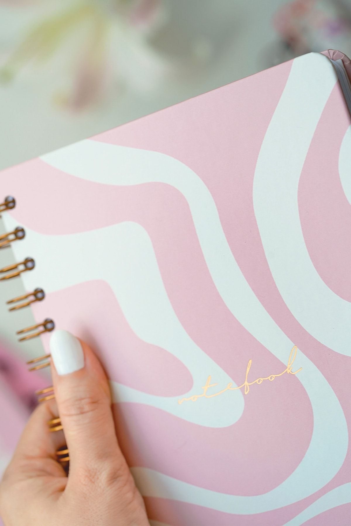Matt Notebook-A5 15x21 Cm Spiral Elastic Checkered Undated Notebook Pink 3
