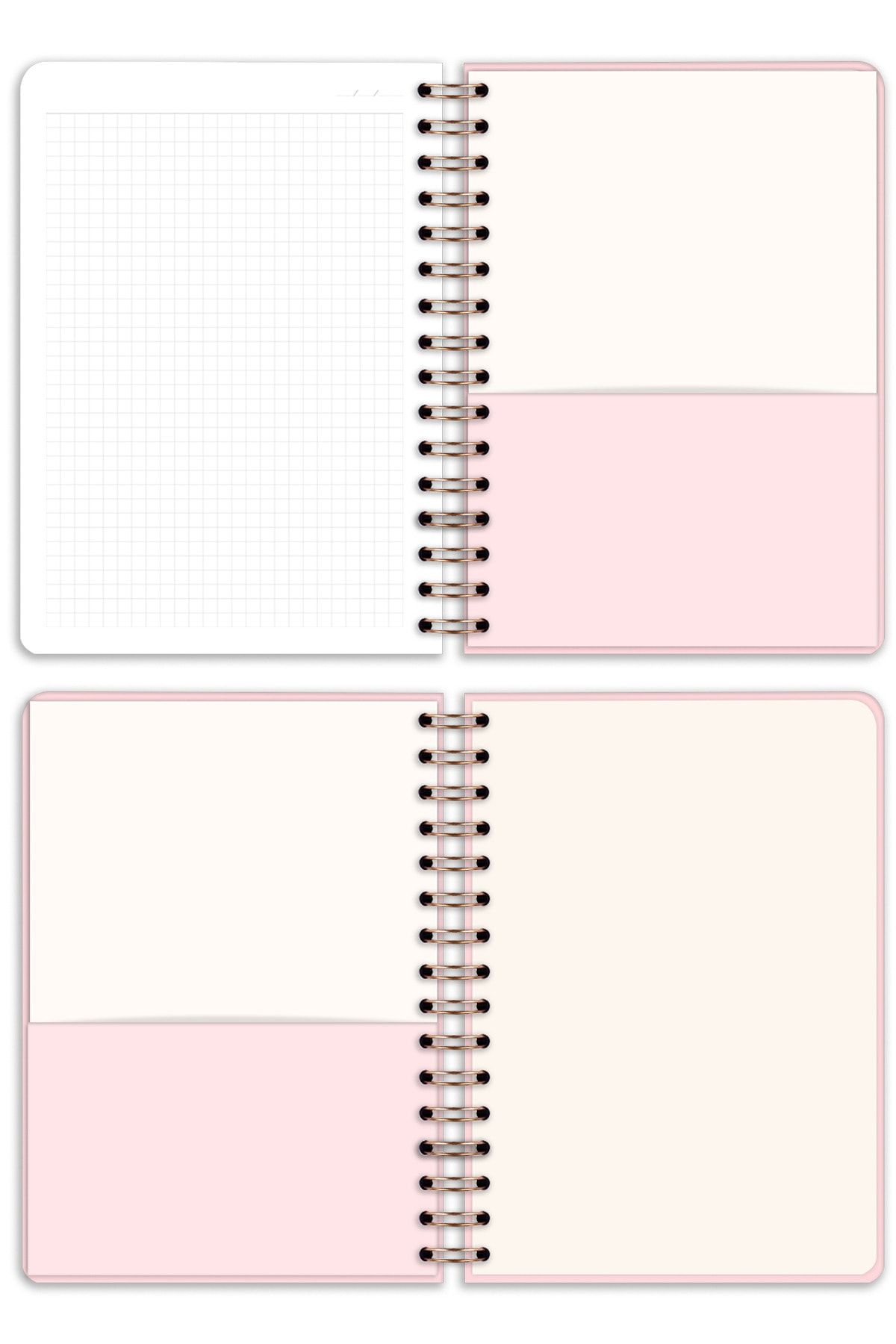 Matt Notebook-A5 15x21 Cm Spiral Elastic Checkered Undated Notebook Pink 7