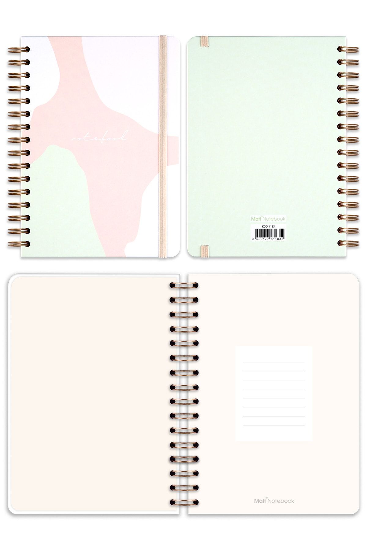 Matt Notebook-A5 15x21 Cm Spiral Elastic Checkered Undated Notepad Abstract 5