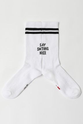 Say Smthing Nice Siyah Beyaz Desenli Erkek Spor Çorap SOSSN001