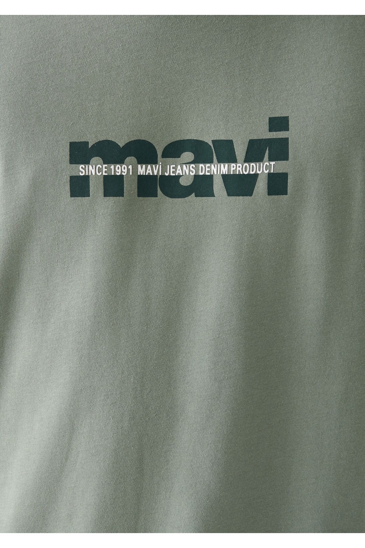 Mavi آرم چاپ شده تی شرت Khaki به طور منظم / برش معمولی 0610943-80692