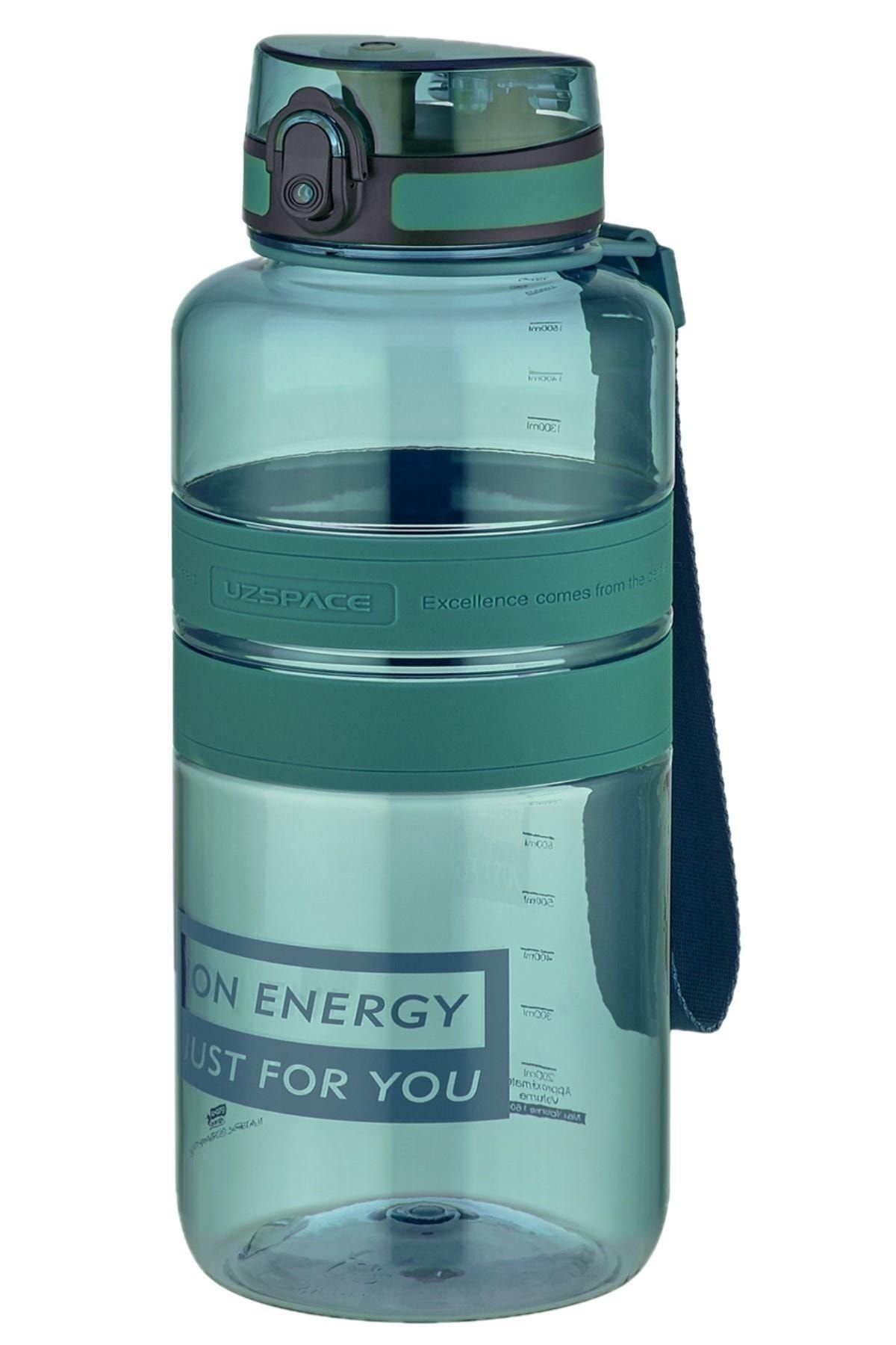 قمقمه ورزشی سبز Tritan Water Fat 1500 میل 1.5 با طول مگا رنگهای تجدید شده Uzspace