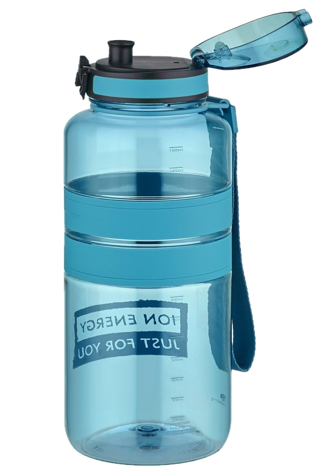 قمقمه ورزشی آبی Tritan Water Fat 1500 میل 1.5 با طول مگا رنگهای تجدید شده Uzspace