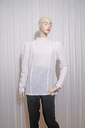 Kadın Beyaz Renk Omuzdan Bombeli Prenses Model Bluz DESEOBEYAZPRENSESGÖMLEK