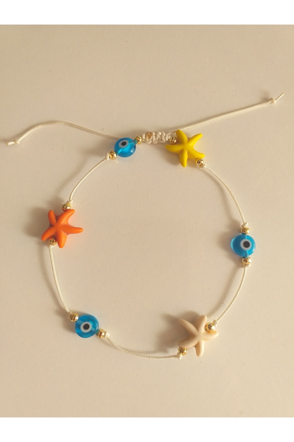 [Renkli Deniz Yıldızı Ve Nazar Boncuklu Halhal]
