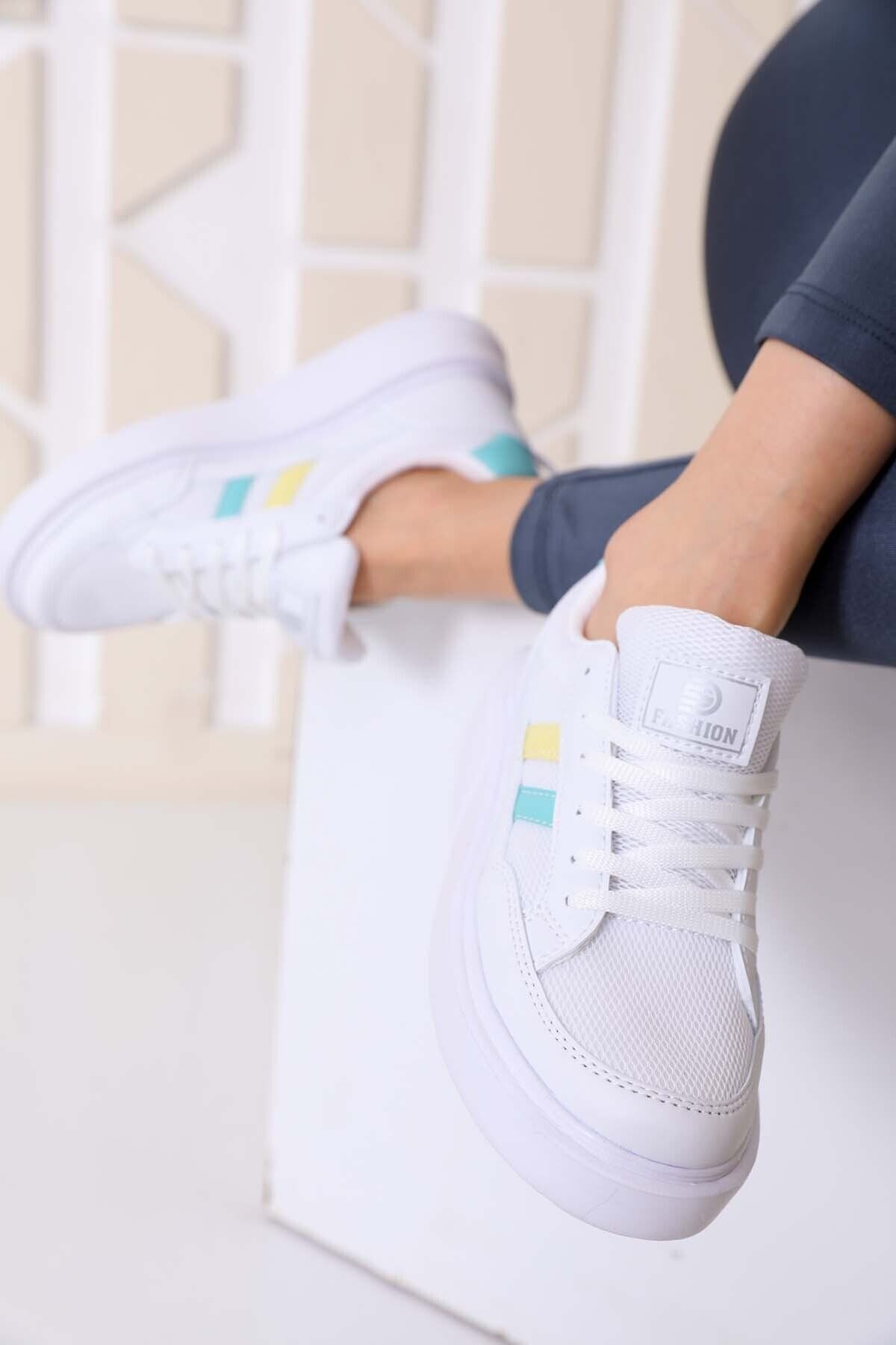 en7-New White Green Women's Sneaker 0151 Model 440583 4