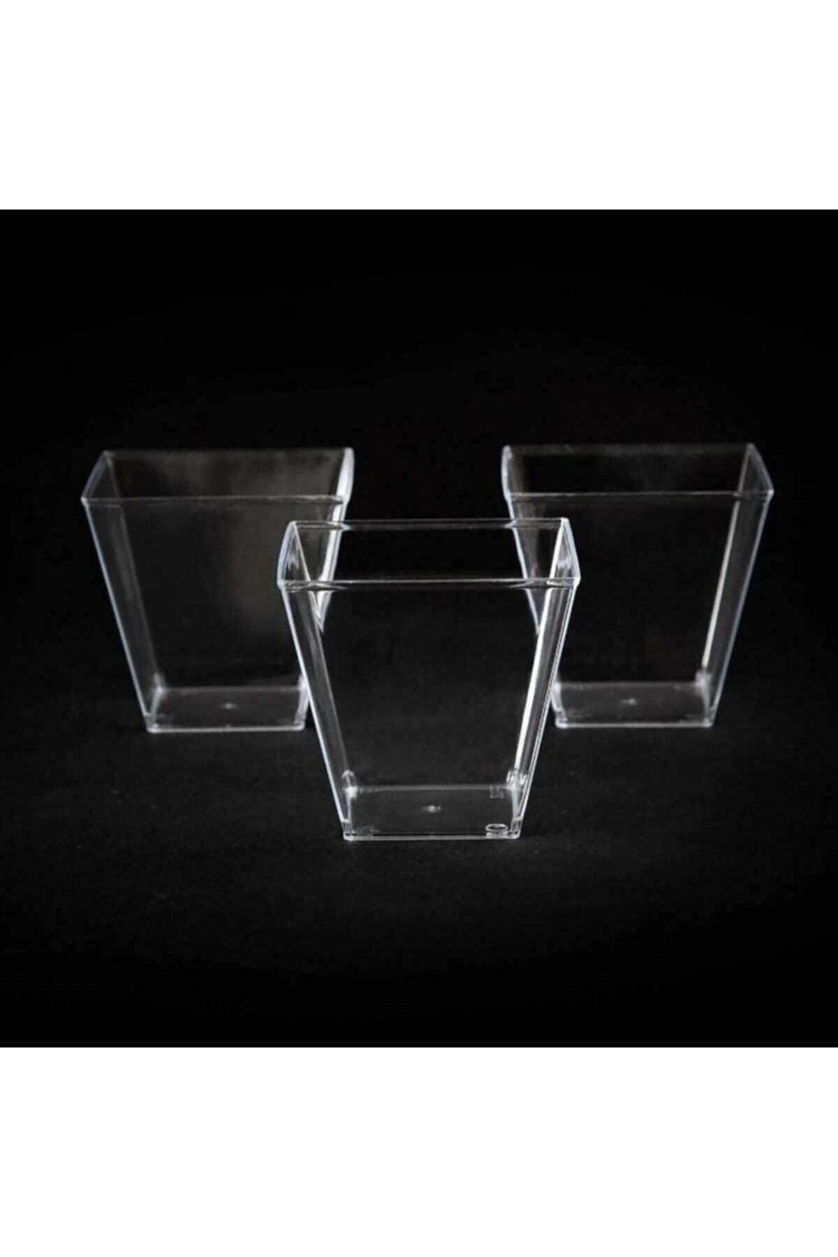 Genel Markalar Şeffaf Kristal Mika Ekstra Sert Plastik Prizma Kübik Kase 200 Cc 25 Adet