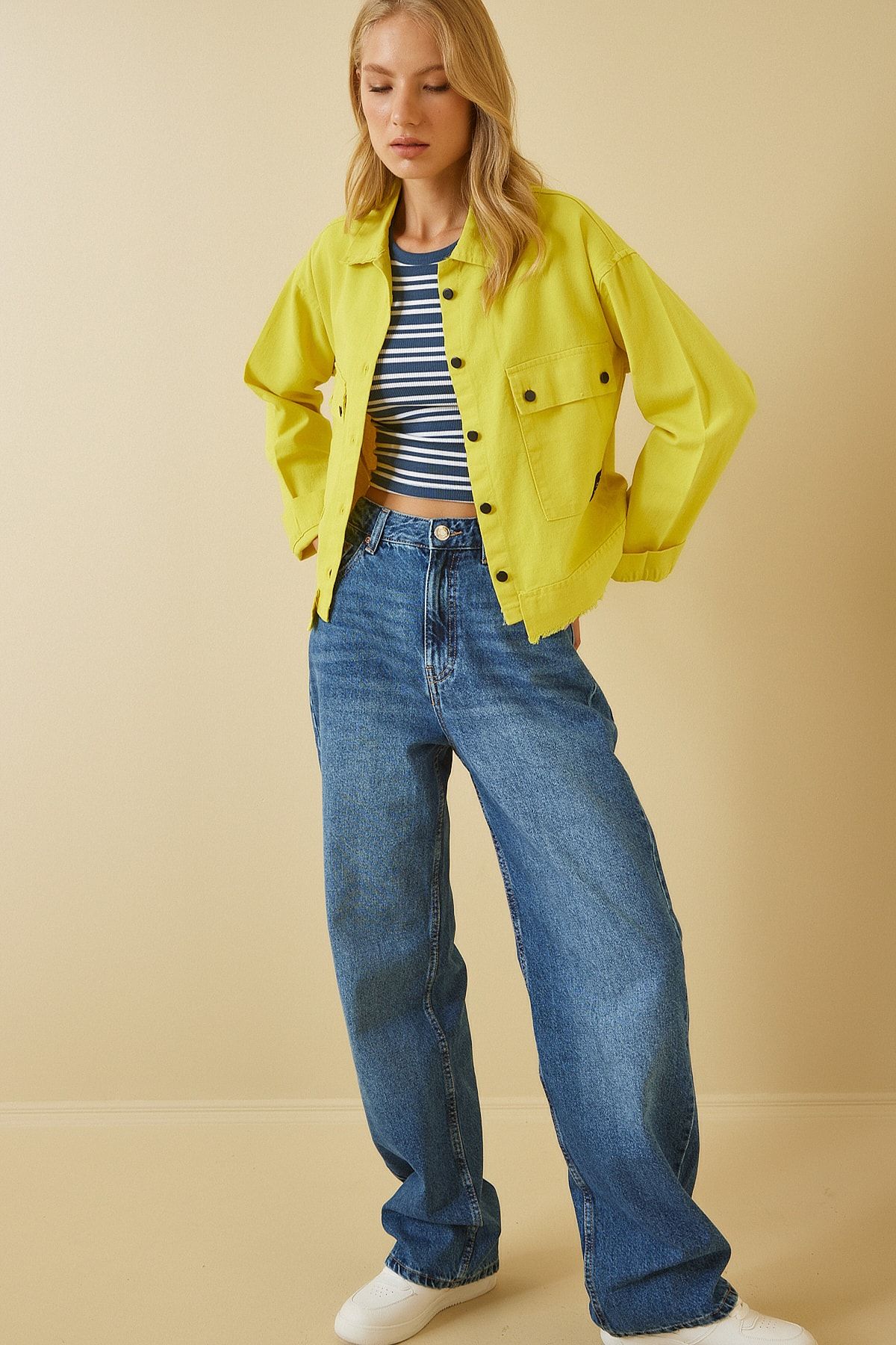 Happiness stanbul Jacket Yellow Regular fit Trendyol