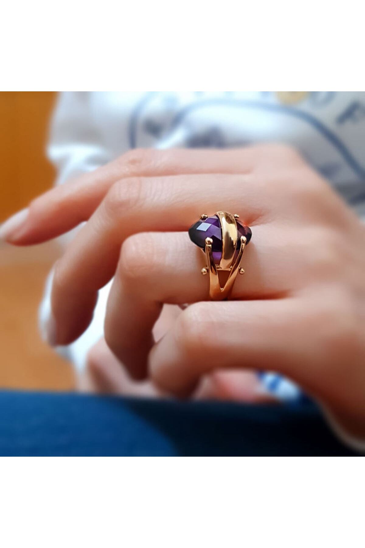 14k Altın Ametist Taşlı Yüzük 3