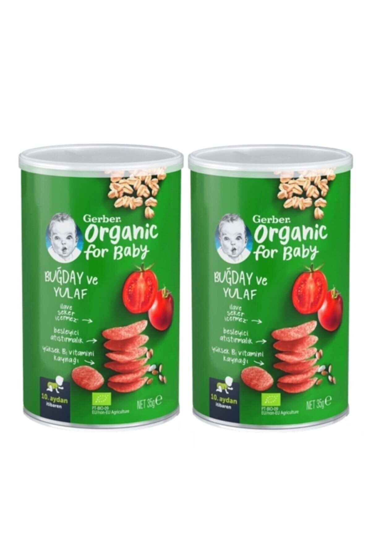 GERBER Organik Buğday Ve Yulaflı , Domates, Havuç Ve Soğanlı Bebek Atıştırmalığı 35 Gr (2 Adet)