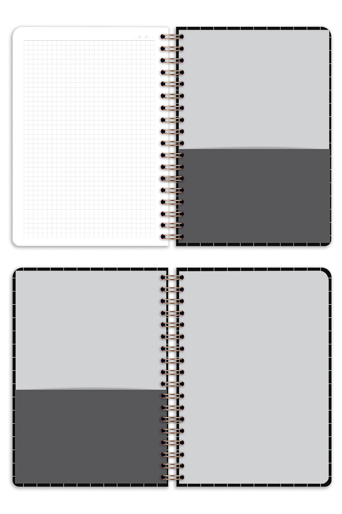 Matt Notebook-17x24 Cm Elastic Spiral Hard Cover Notebook Checkered Black 7