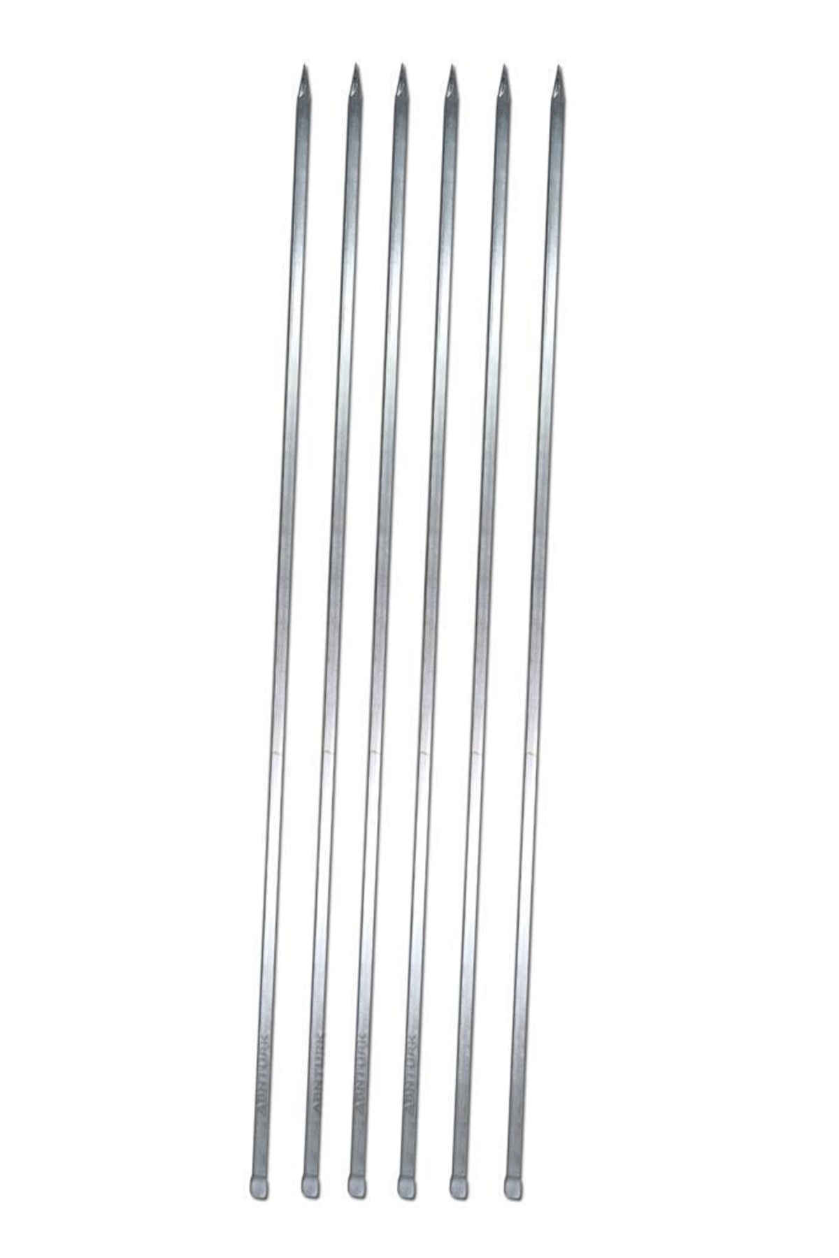 abnturk 6 Adet Adana Kebap Şişi 50cm Boy 16mm En Barbekü Mangal Şiş Set Metal Üzeri Paslanmaz Galveniz Kaplı