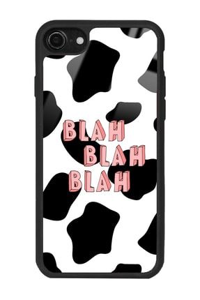 Iphone Se 2020 Inek Desenli Blah Blah Tasarımlı Glossy Kılıf IPSE-G-107