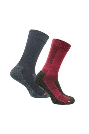 Siyah Bordo Leonardo Ikili Paket Merino Yünü Outdoor Çorabı NORF-LEONARDO-2PK-X-069