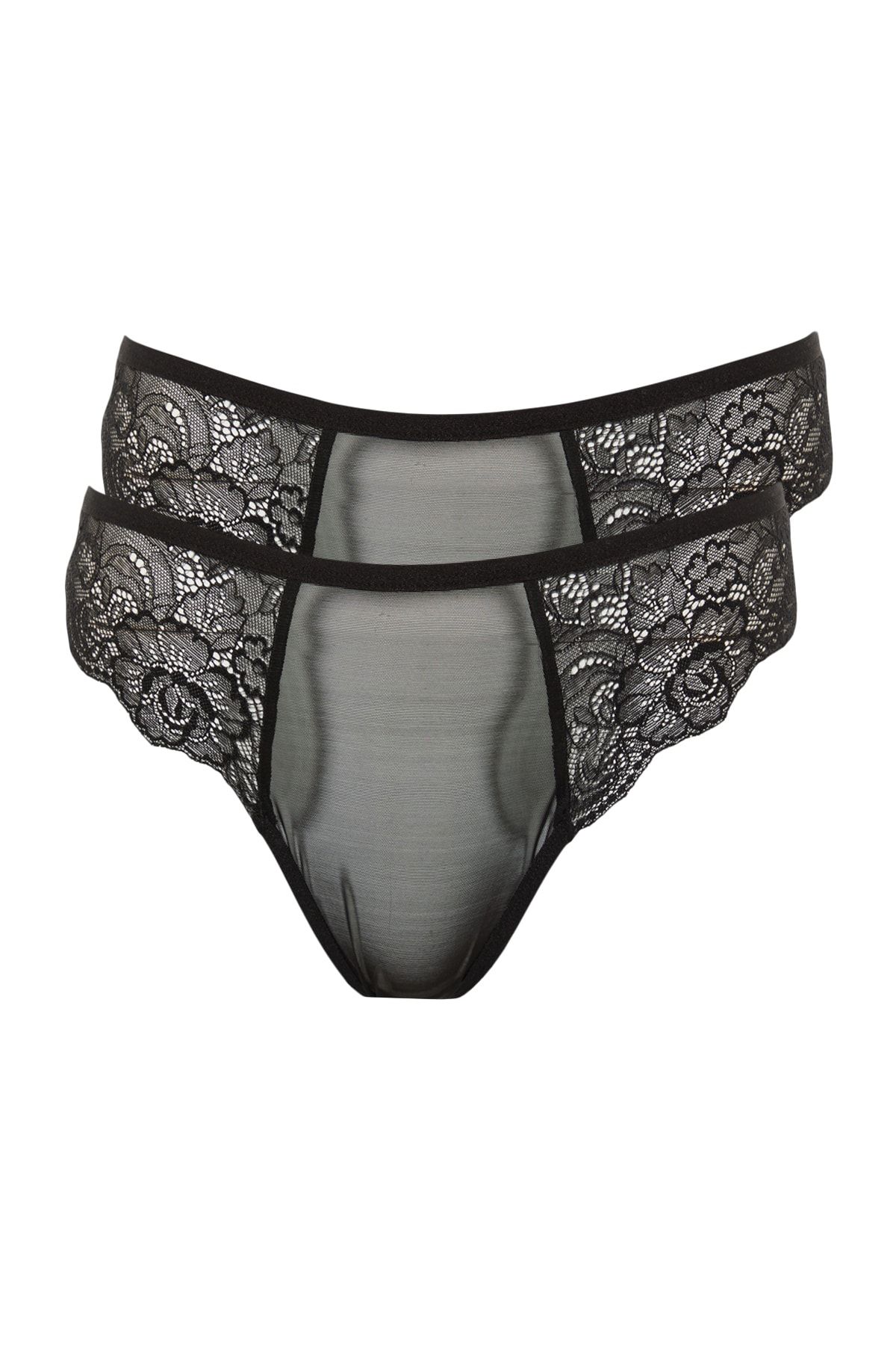 Trendyol Collection-Schwarze Spitzen-Strings im 2er-Pack THMAW23KU00040 10