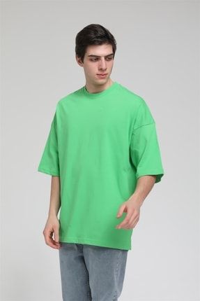 Yan Yırtmaç Detaylı Oversize Basic T-shirt R-5543 R22YTŞR.E00005