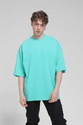 Yan Yırtmaç Detaylı Oversize Basic T-shirt R-5543 R22YTŞR.E00005