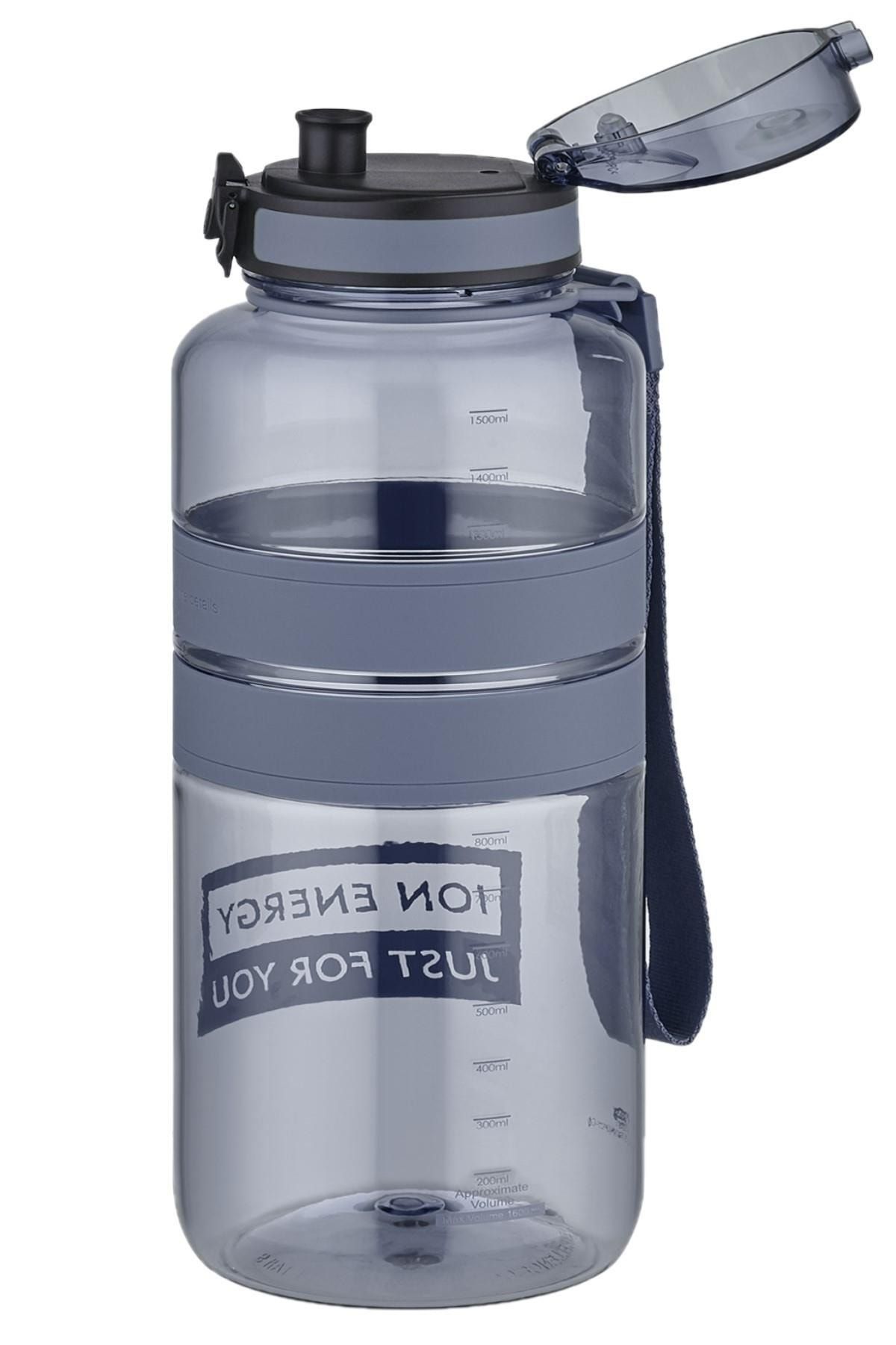 قمقمه ورزشی خاکستری Tritan Water Fat 1500 میل 1.5 با طول مگا رنگهای تجدید شده Uzspace
