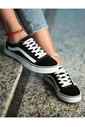 Unisex Siyah Beyaz Keten Sneaker Günlük Spor Ayakkabı VNS397842-TT