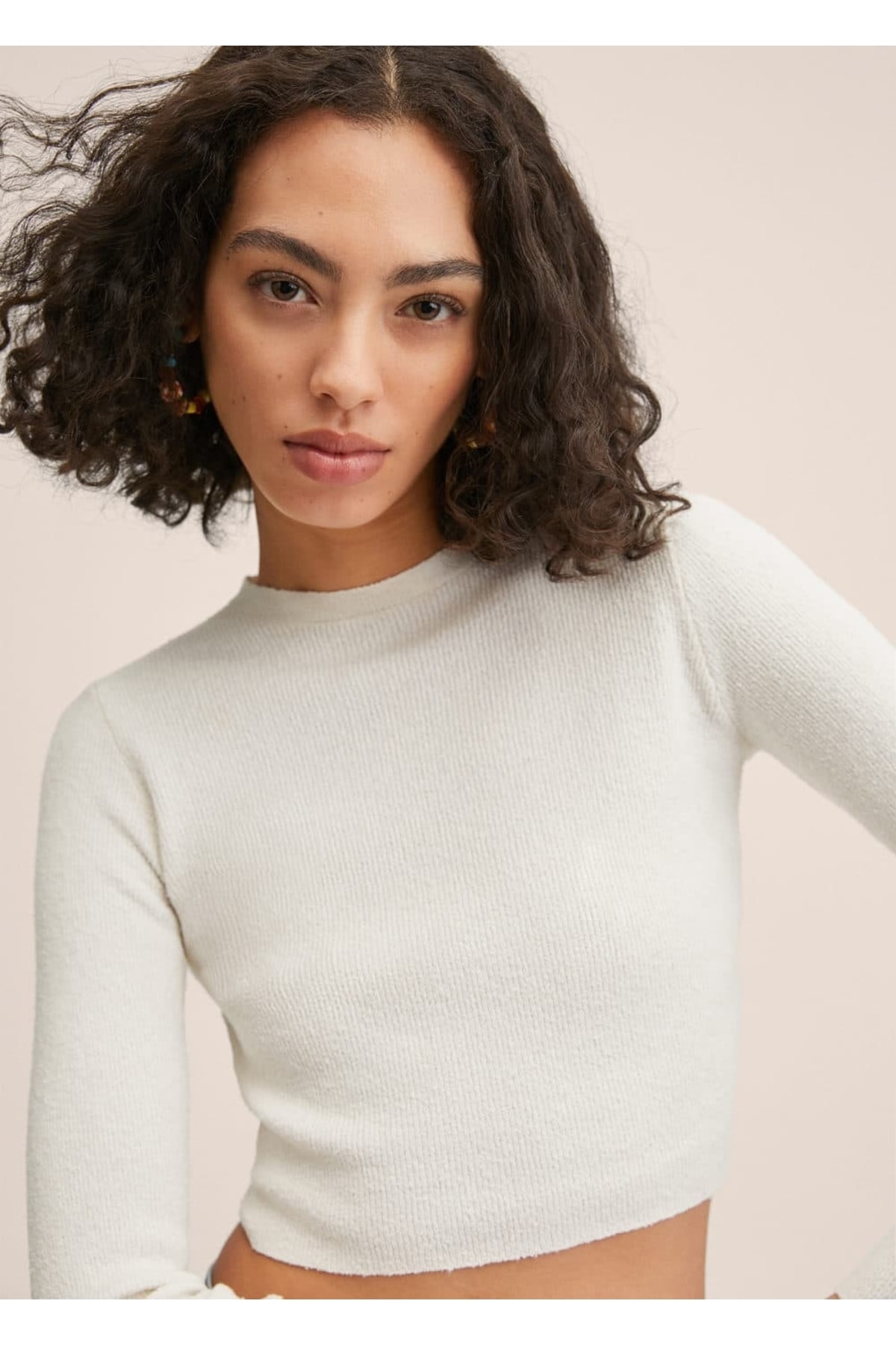 بافت و پلیور زنانه سفید منگوMANGO | 27055801 اورجینال - تصویر 7