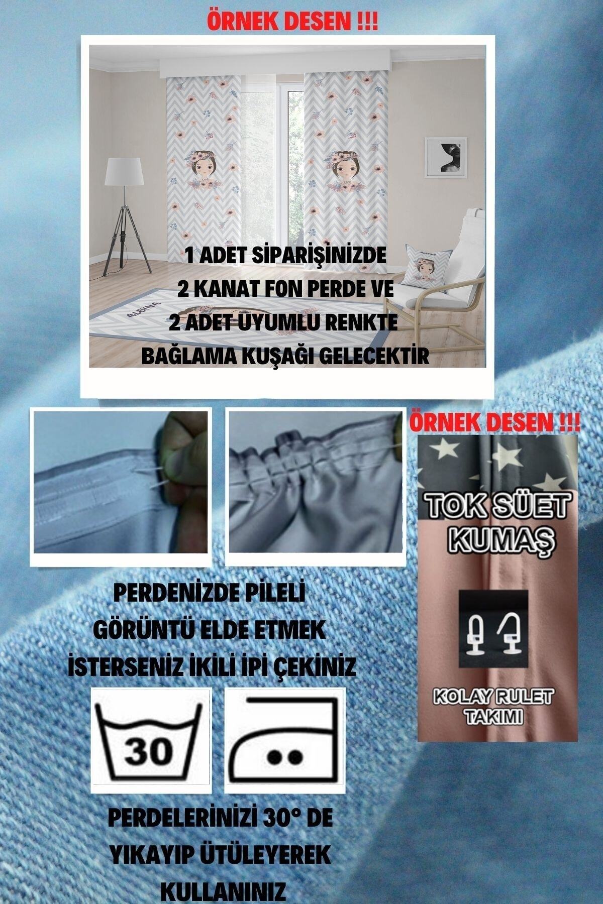 BAMBAŞKA MODA Bebek Ve Çocuk Odası Tom Ve Jerry Iki Kanat Fon Perde Bmfp-331 fotoğrafı 2 (önizleme)