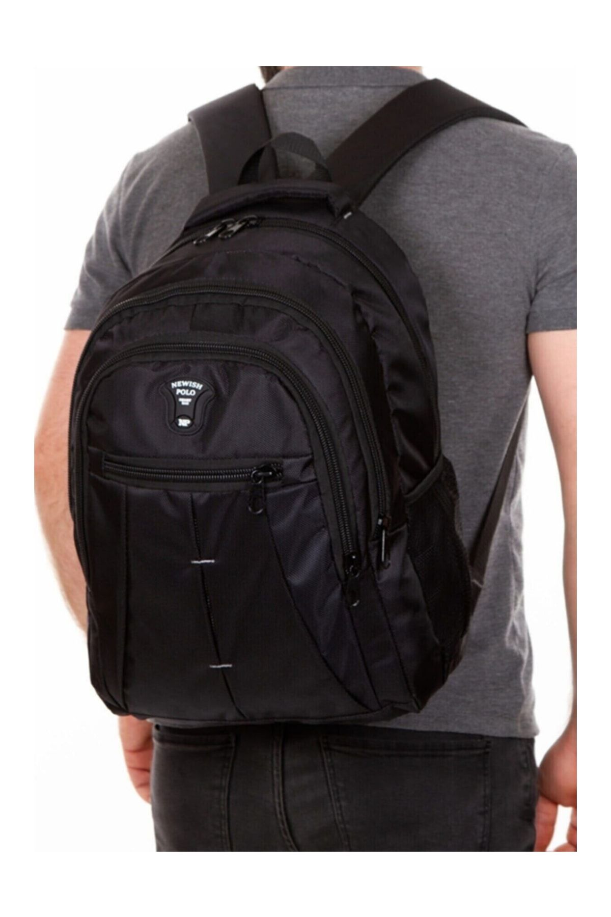 NEWISH POLO ACCESSORIES Unisex Siyah Suya Dayanıklı Laptop Notebook Bölmeli Sırt Çantası ( Okul Seyahat Spor )(35x45cm)