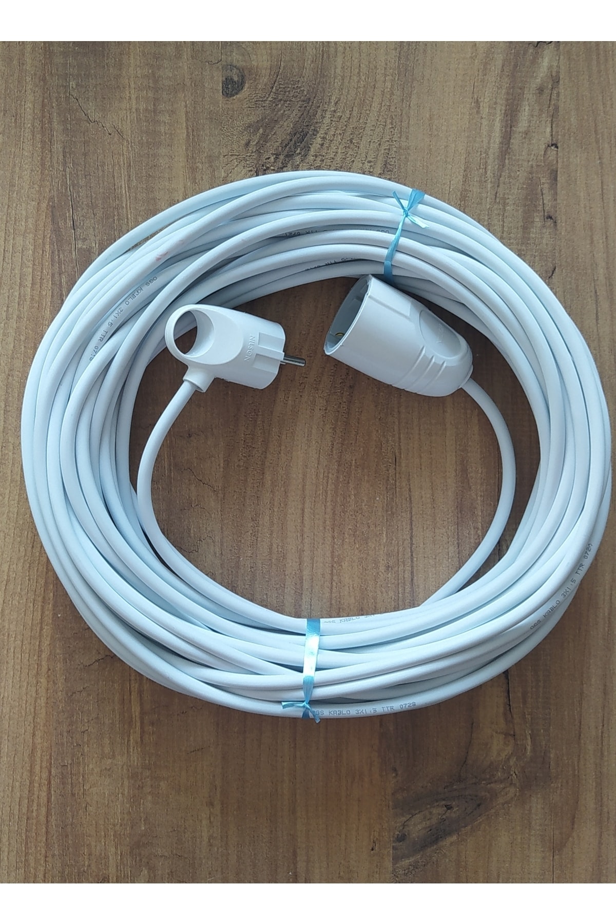 OGS 3x1.5 Ttr 10 Metre Çok Telli Beyaz Renk Izolasyonlu Topraklı Nilson Tekli Seyyar Uzatma Kablosu