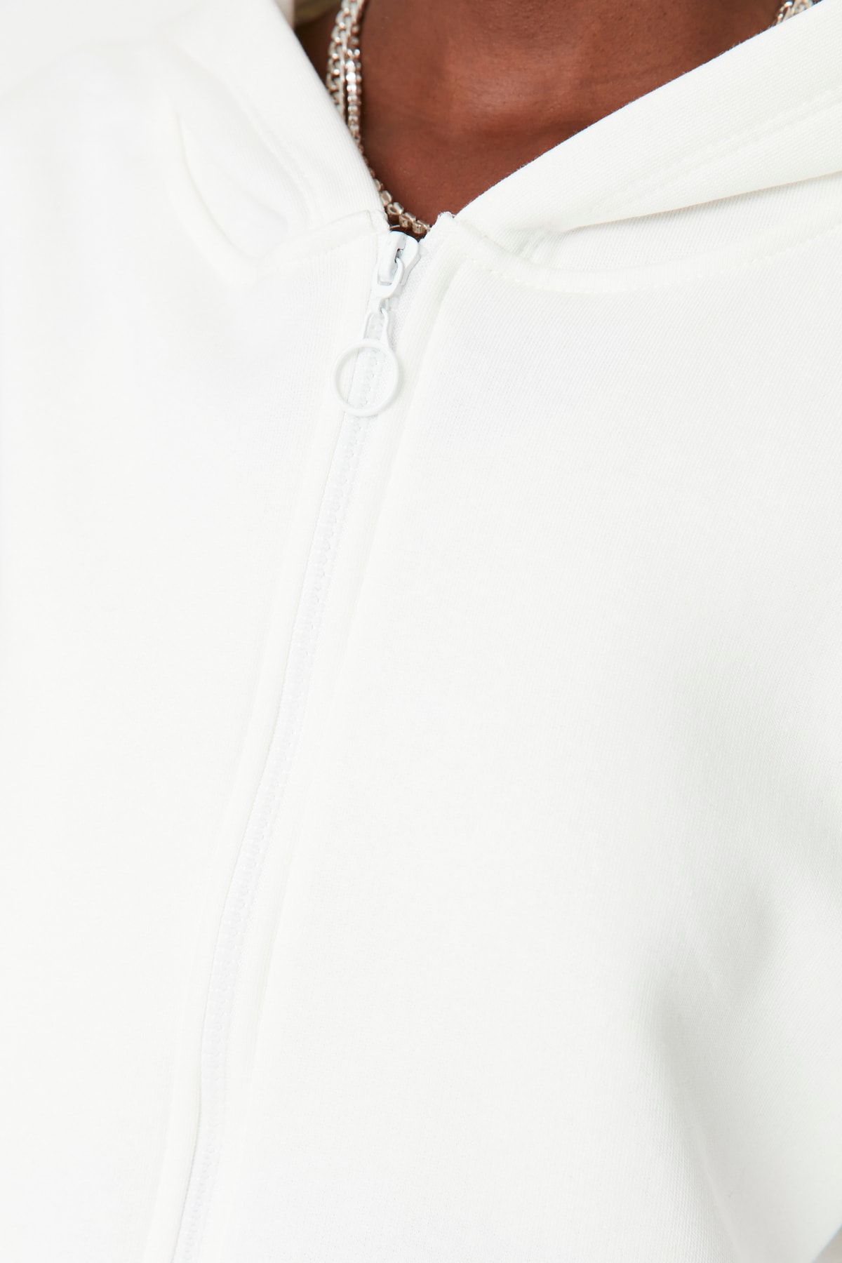 Trendyol Collection-Ecru Basic Reißverschluss Kapuzenpullover Dicke Fleece Innenseite Strick Sweatshirt TWOAW20SW0660 4
