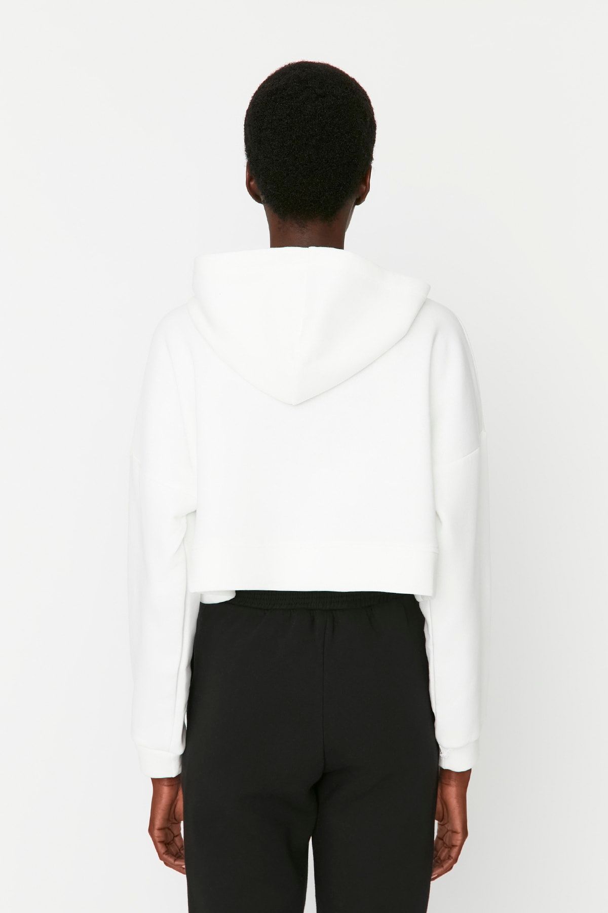 Trendyol Collection-Ecru Basic Reißverschluss Kapuzenpullover Dicke Fleece Innenseite Strick Sweatshirt TWOAW20SW0660 5