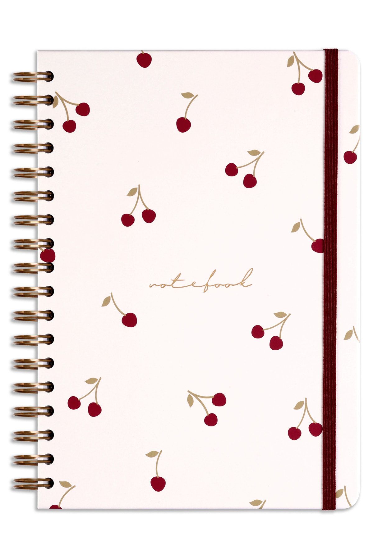 Matt Notebook-17x24 Cm Elastic Spiral Hard Cover Notebook Dotted Cherry 4