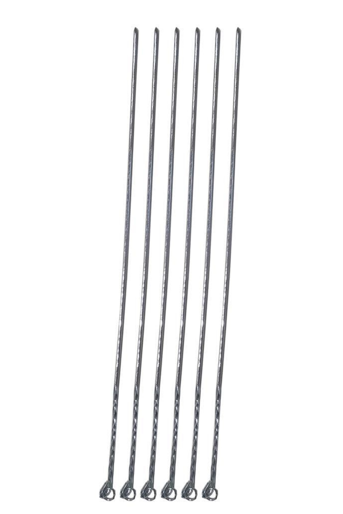 abnturk 6 Adet Kebap Şişi 50cm Boy 3x3mm Barbekü Mangal Ciğer Şişi Set Metal Üzeri Paslanmaz Galveniz Kaplı