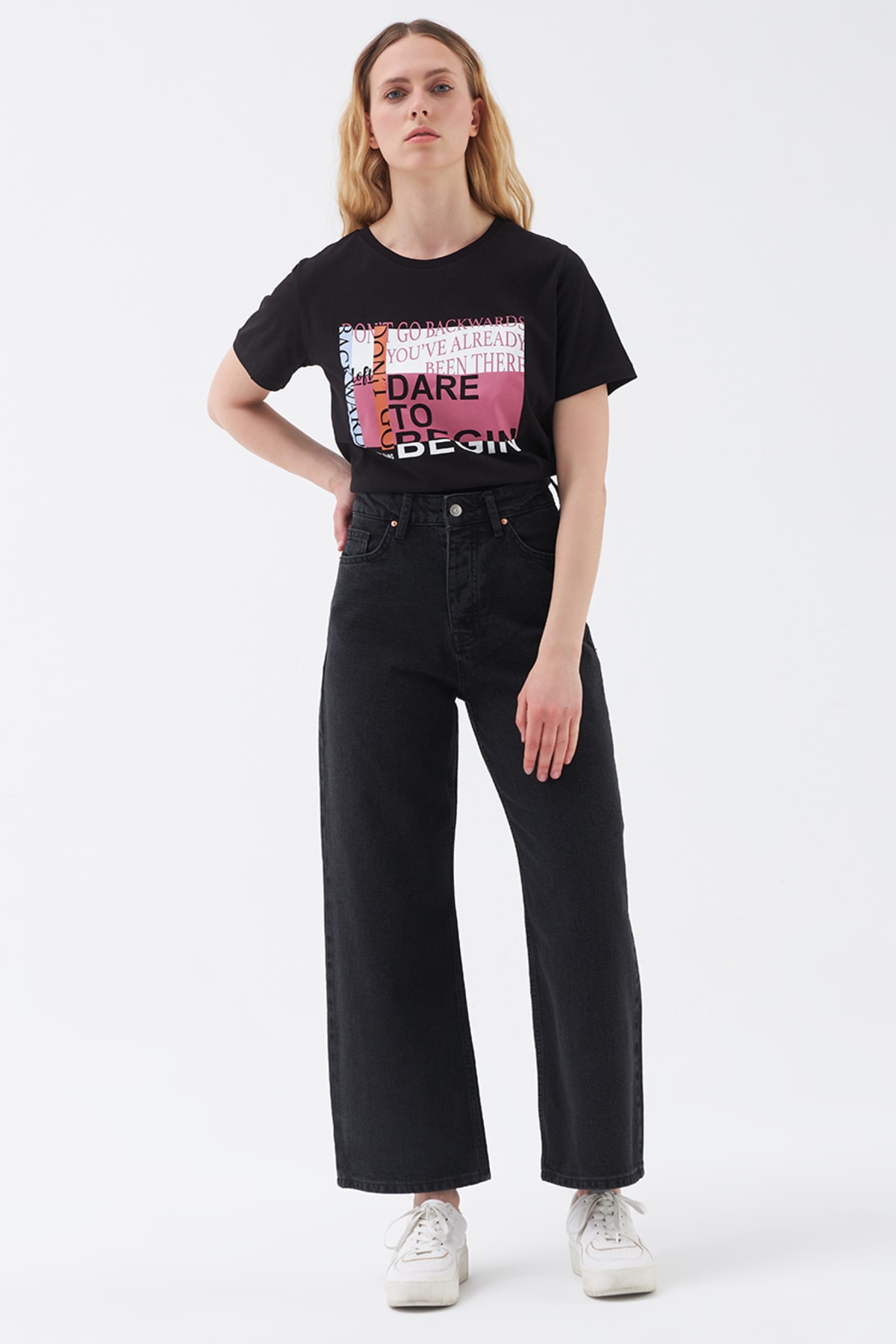 Trendyol Women High Waist Wide Leg Wide Leg Trousers, Pantaloni Donna, Navy Blue