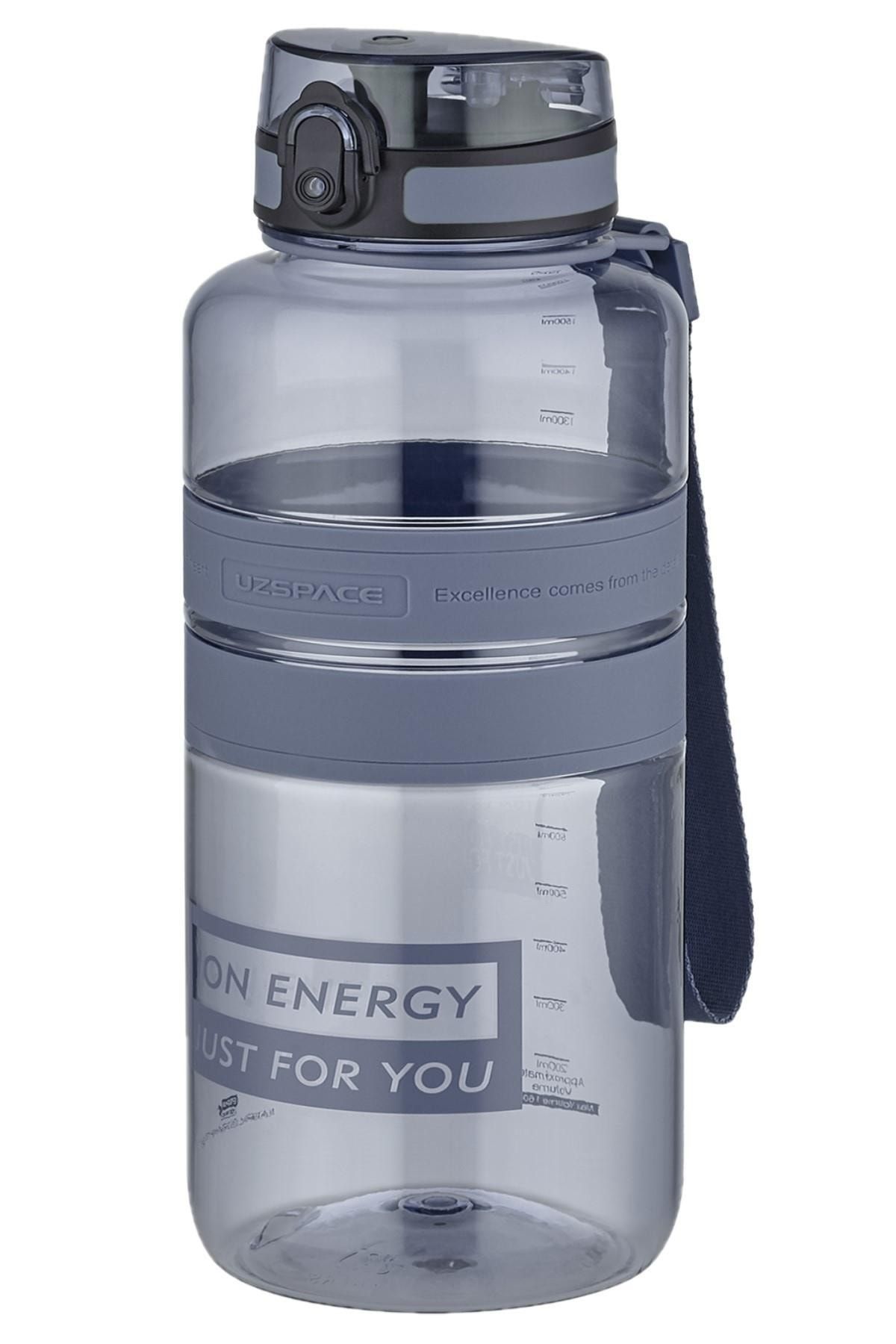 قمقمه ورزشی خاکستری Tritan Water Fat 1500 میل 1.5 با طول مگا رنگهای تجدید شده Uzspace