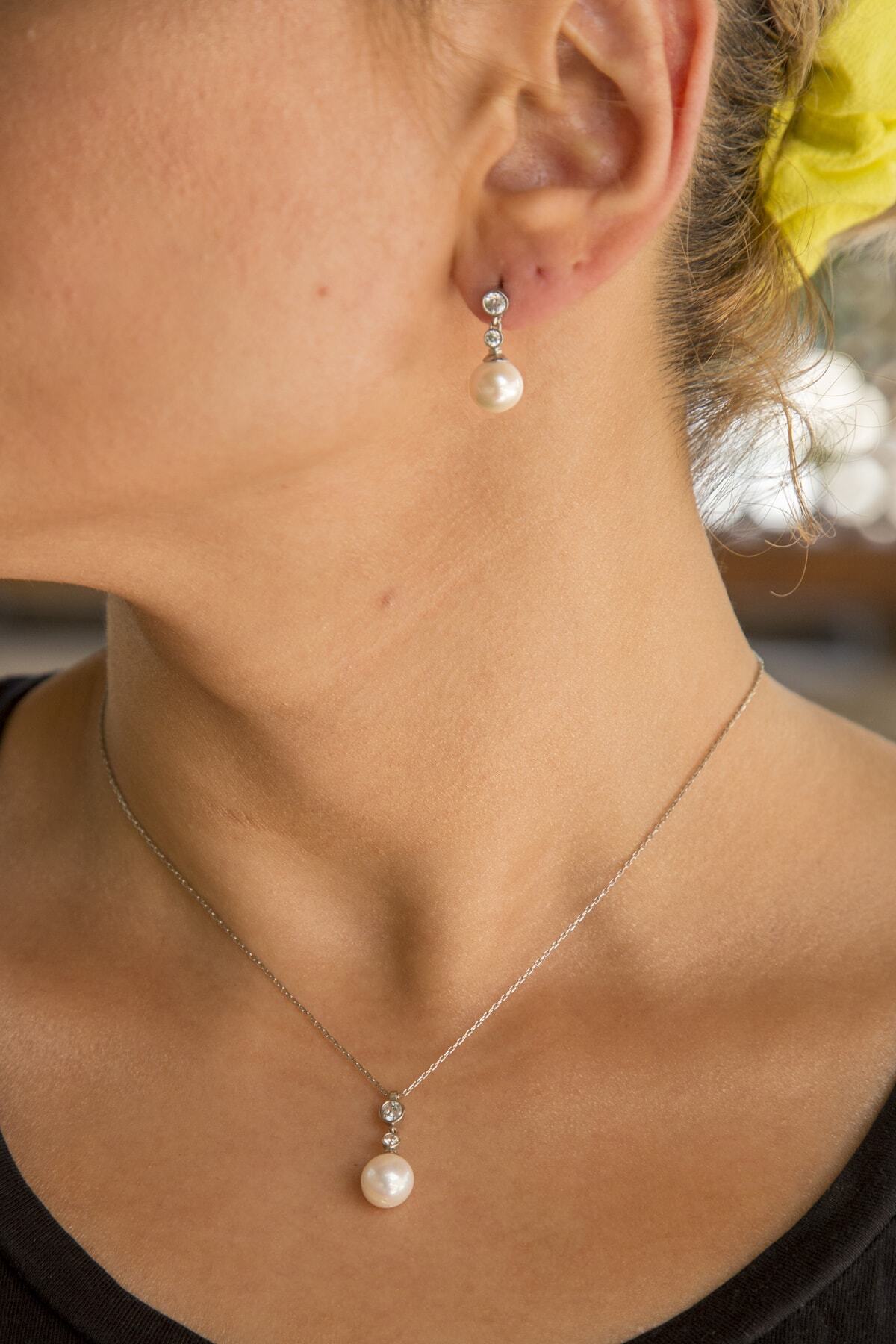 EZİLA SİLVER Incili Set