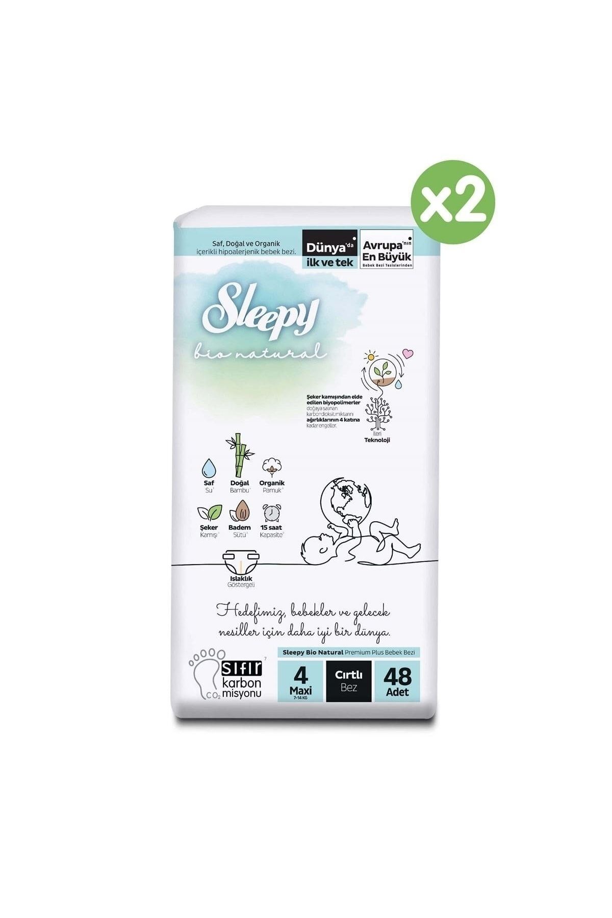 elitcity Sleepy Bio Natural Bebek Bezi 4lü Jumbo 4 Beden 7-16 Kg 96 Adet UX9415