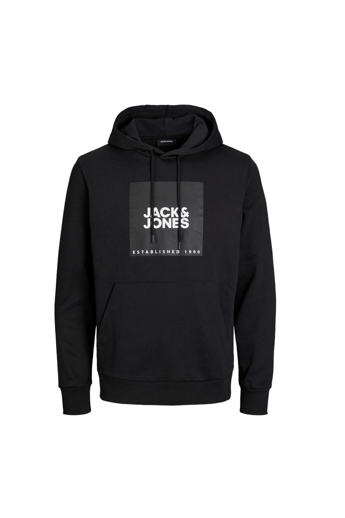 جک اند جونز سویشرت مردانه آستین بلند جک اند جونز Jjlock Hoodie مشکی/مشکی 12w42jjlock