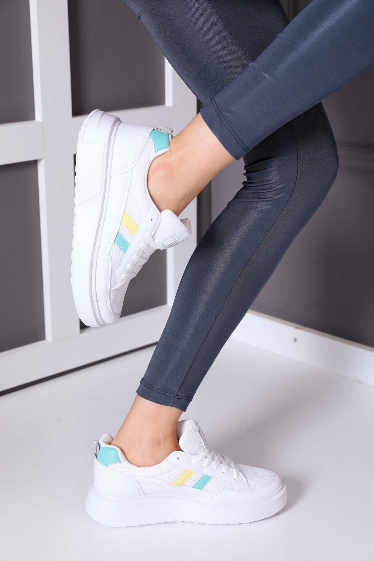 en7-New White Green Women's Sneaker 0151 Model 440583 2