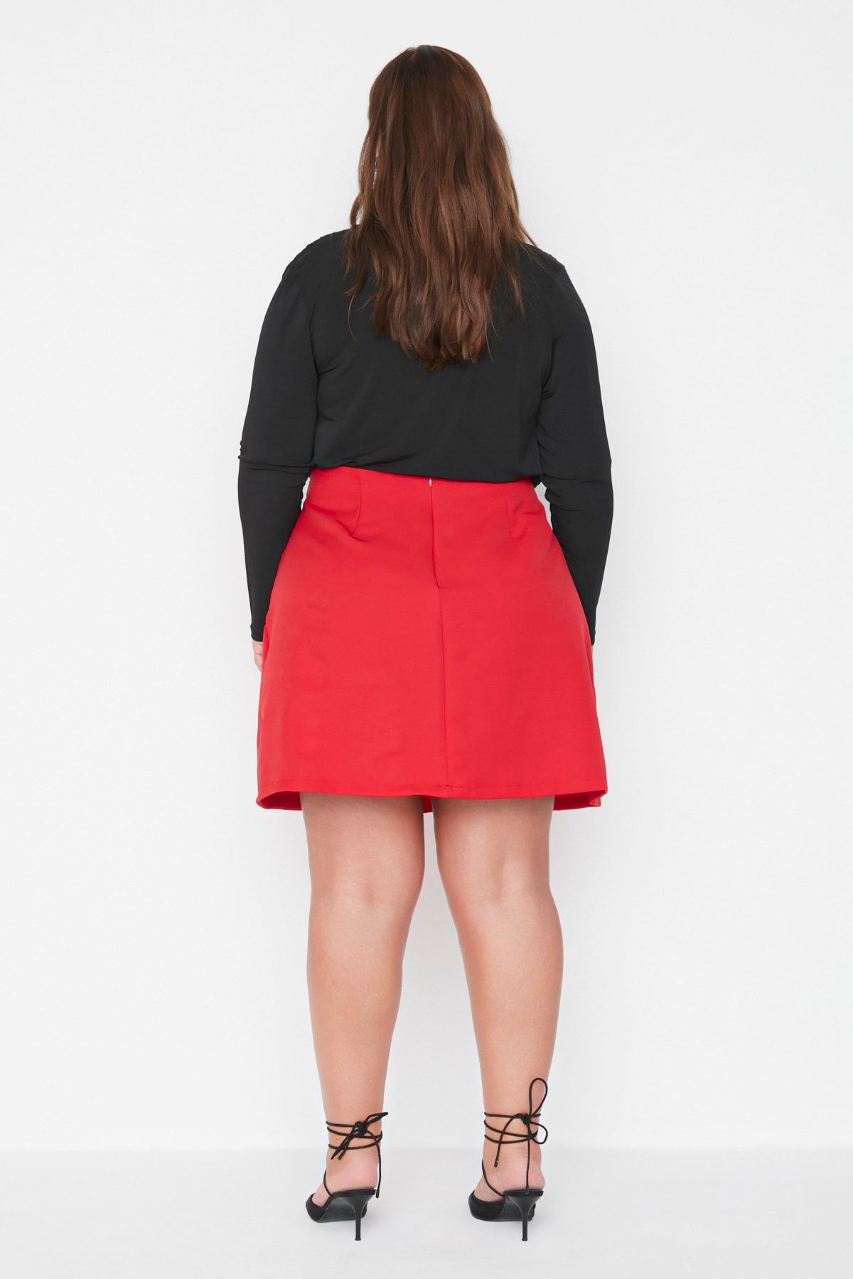 Plus size red pleated mini skirt cheap