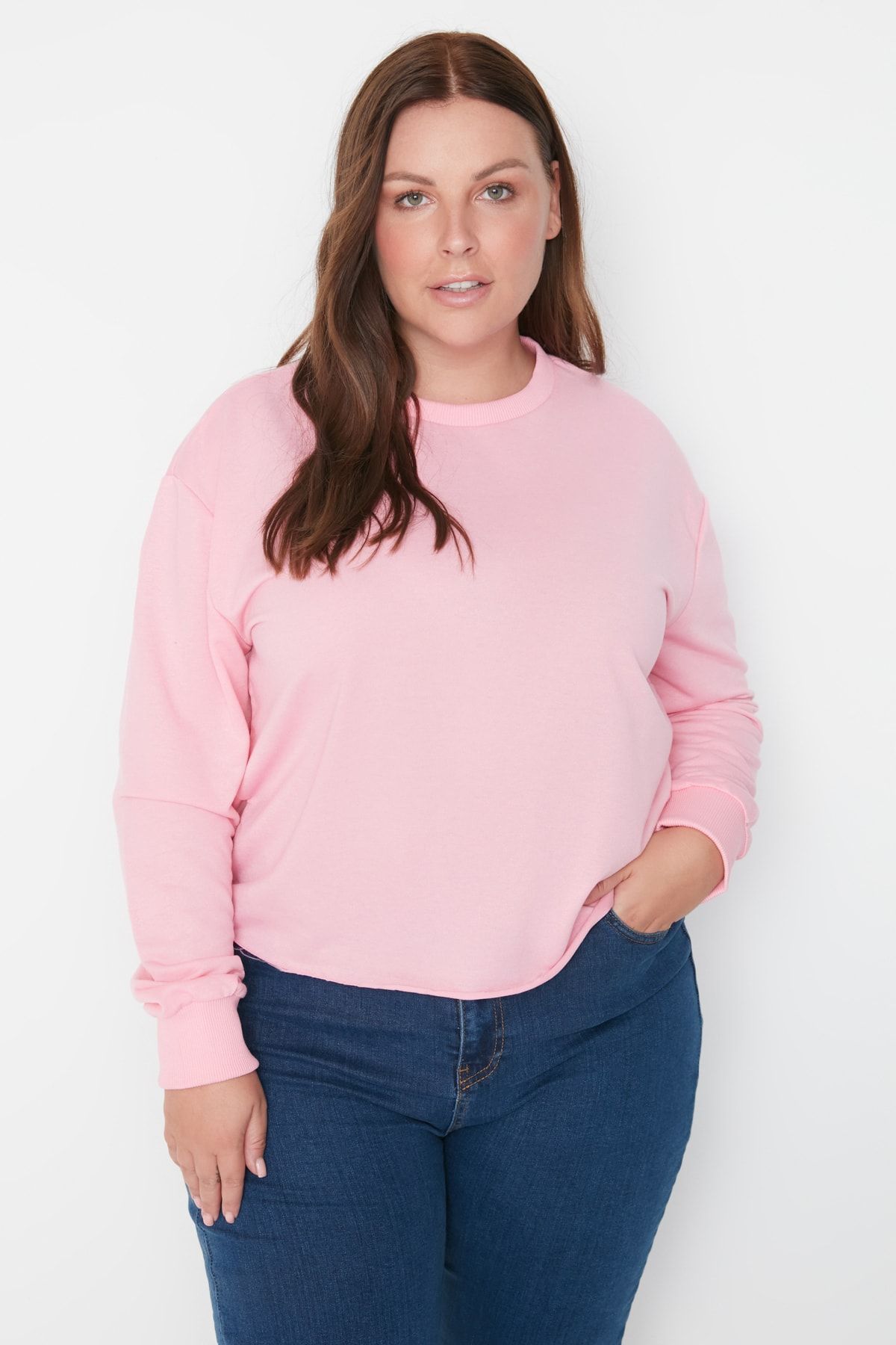 Plus size best sale pink sweatshirt