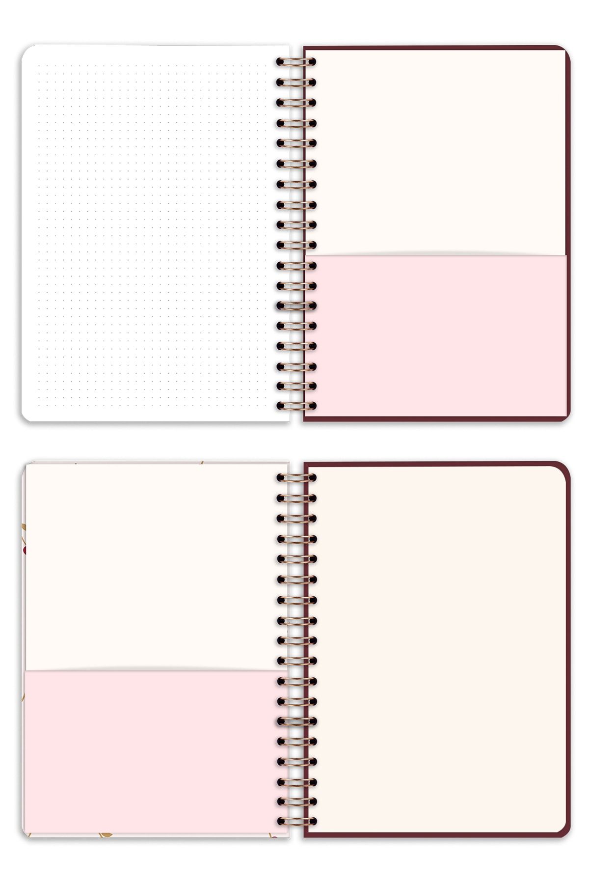 Matt Notebook-17x24 Cm Elastic Spiral Hard Cover Notebook Dotted Cherry 6