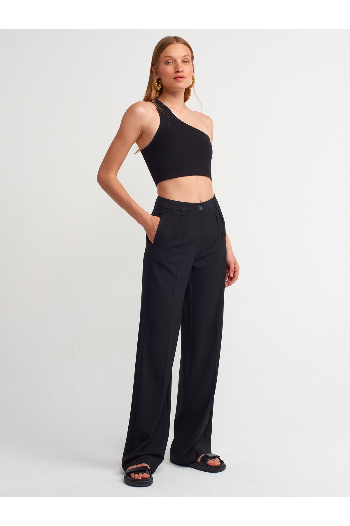 Dilvin 70520 Wide Leg Trousers-black - Price, Reviews